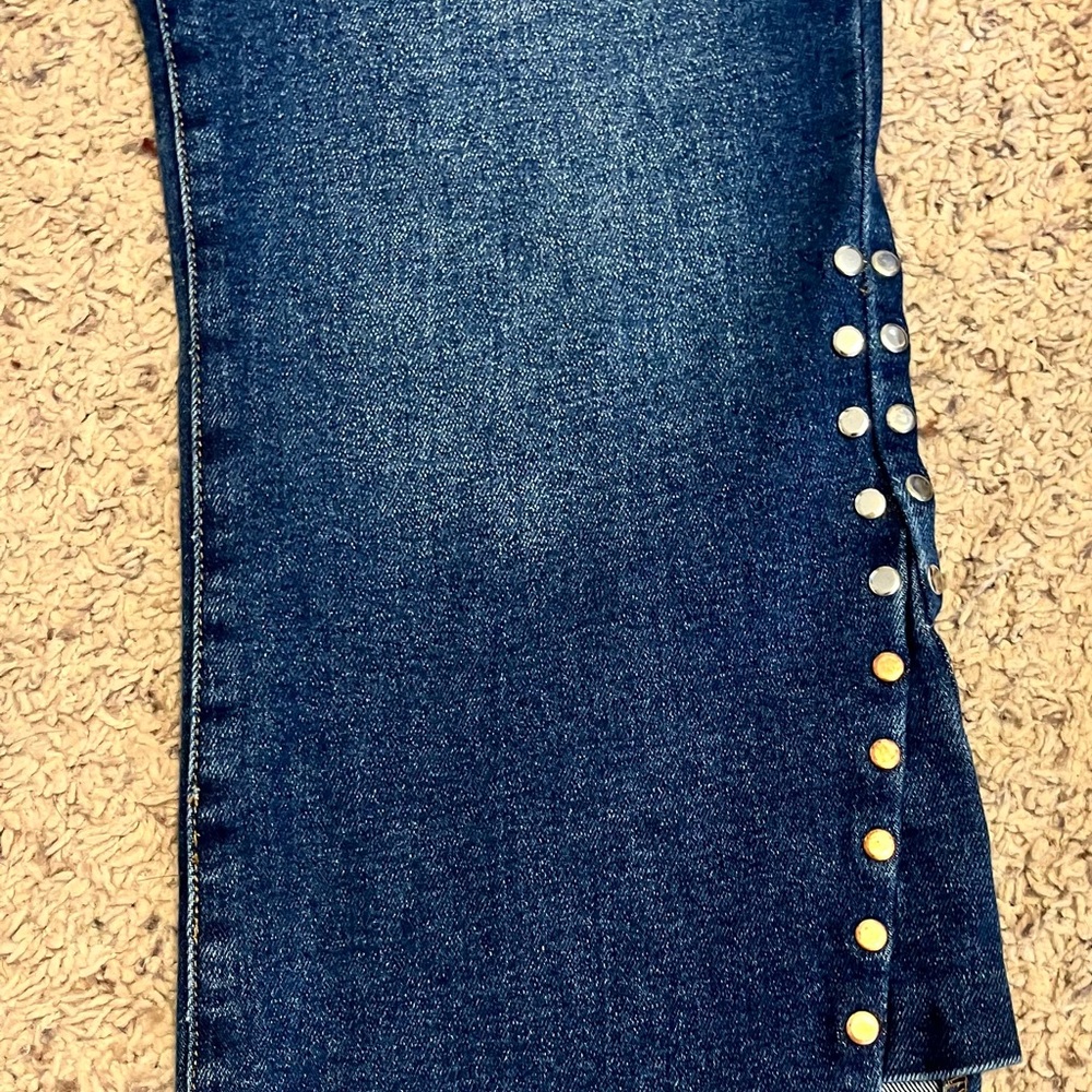 Cato Dark Blue Flare Jeans with Side Stud Accents - Picture 3 of 11
